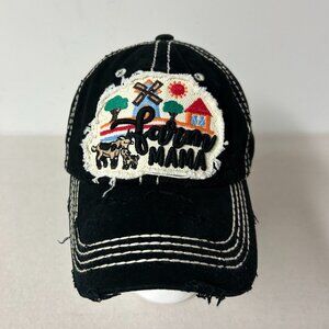 4350 District FARM MAMA Hat Womens Black Cotton Embroidered Cap Adjustable
